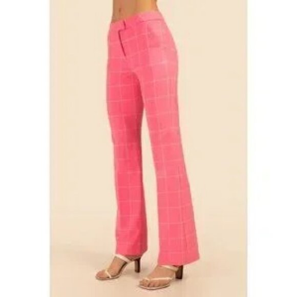 💕TRINA TURK💕 Carillo Pant ~ Windowpane Tropical Suiting Candy Pink 10 NWOT - Picture 6 of 16
